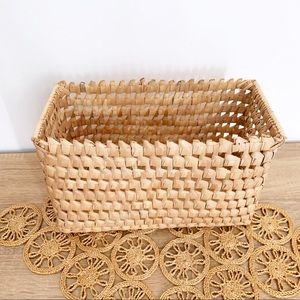 Woven & Wood Basket Handmade in Spain File Magazine Storage Organizing Bin